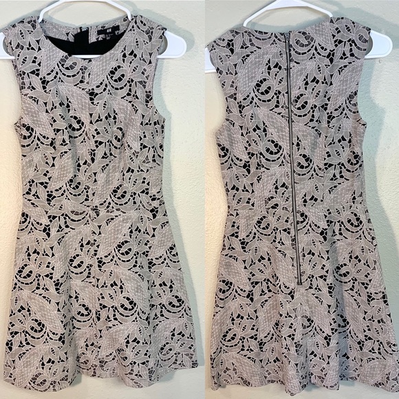 H&M Dresses & Skirts - H&M Grey & Black Paisley Laced Sleevless Knee Length Dress - Size 4